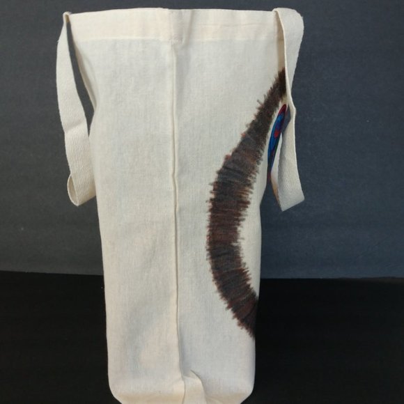 Painted Tote Bag with Retro Silhouett Woman With Blue Hair Artisan Handmade NWT - Picture 11 of 16